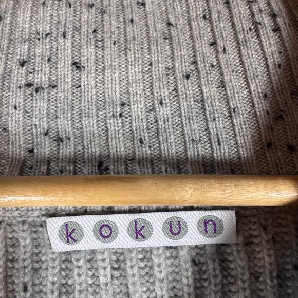 Kokun Women's Hi Low Cowl Neck Knit Wool Cashmere Gray Sweater Cottagecore Large - Picture 5 of 8